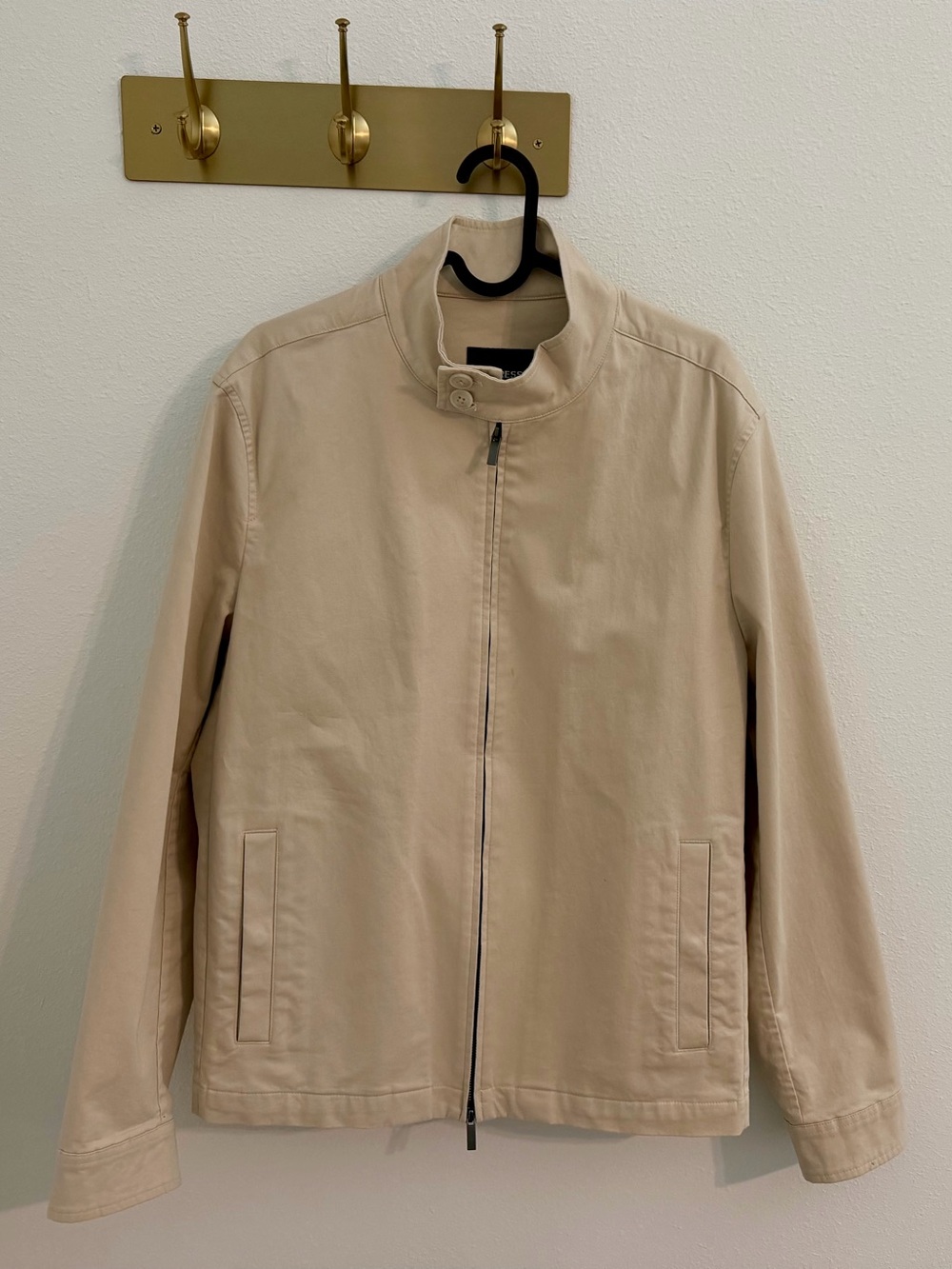 Express Men's Light Beige Stand-Collar Zip Shirt Jacket